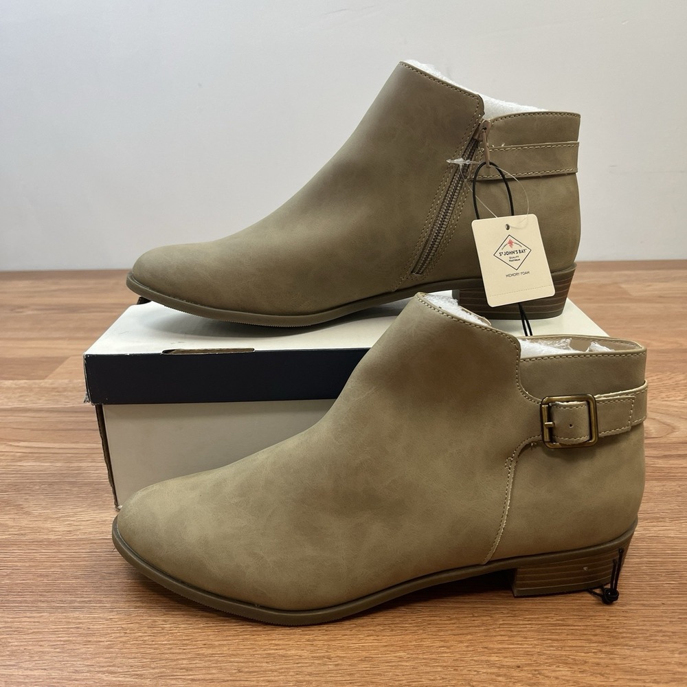 St. John's Bay Reeves Booties Ankle Boots in Sand Women's Size 11 NEW